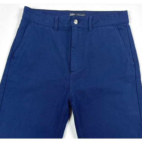 Zara Special Edition Capsule Mens 31 Dark Navy Blue Cotton Chino Pants Slacks - Picture 2 of 10
